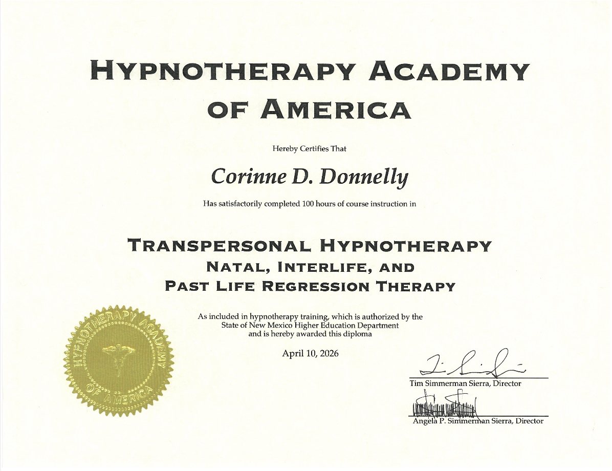 Transpersonal Hypnotherapy certificate